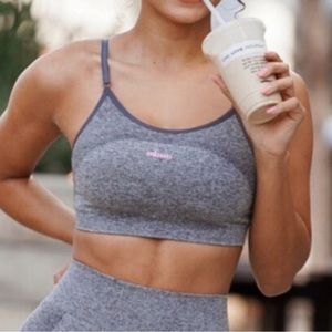 GYMSHARK FLEX SPORTS BRA GREY & PINK